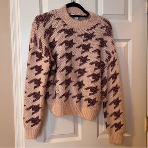 Pink glitter houndstooth sweater